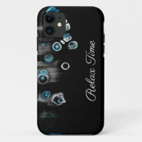 Turquoise- black as stones monogram iphone cases