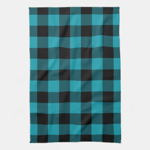 Turquoise Black Buffalo Check Plaid Rustic Kitchen Towel