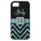 TURQUOISE BLACK CHEVRON GLITTER GIRLY