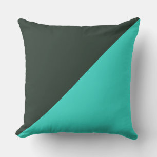 Turquoise & Black green Solid Colour Background Throw Pillow