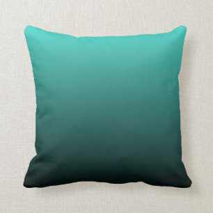 Turquoise Black Ombre Throw Pillow
