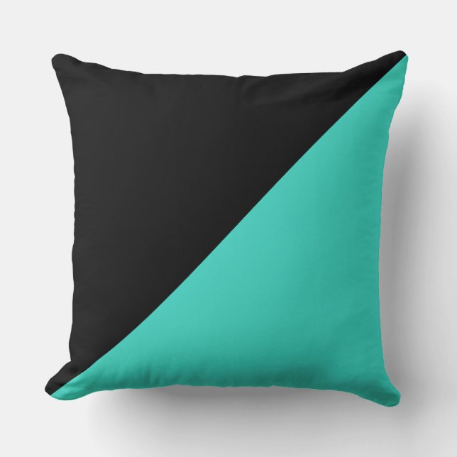 Turquoise & Black Solid Colour Background Throw Pillow (Front)