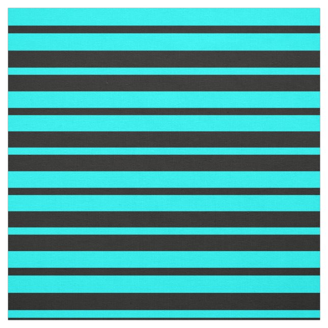 Turquoise Black Stripes Pattern Design Fabric (Swatch)