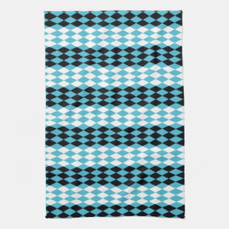 Turquoise ,black, white diamonds kitchen towel