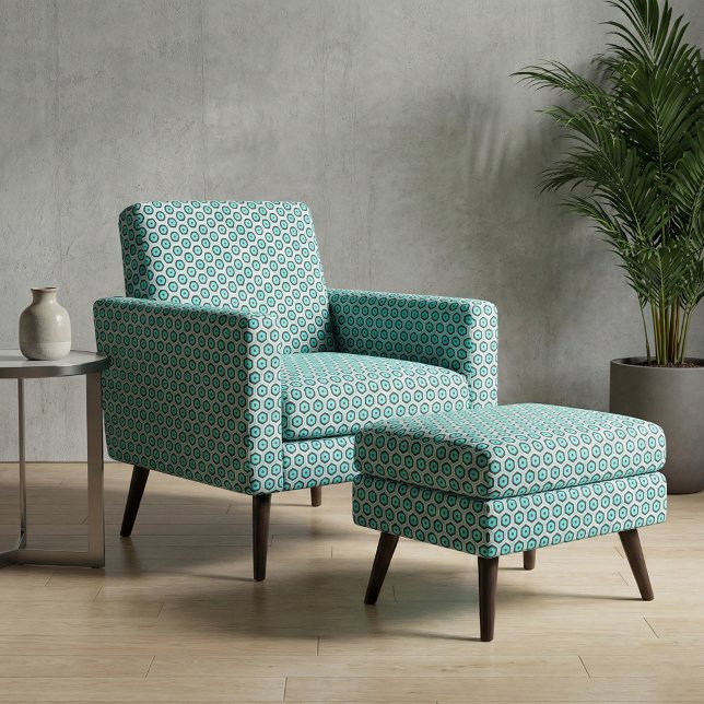 Turquoise Black White Honeycomb Geometric Pattern Fabric (Creator Uploaded)