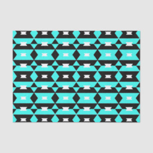 Turquoise Black & White Op Art Geometric Pattern Tissue Paper