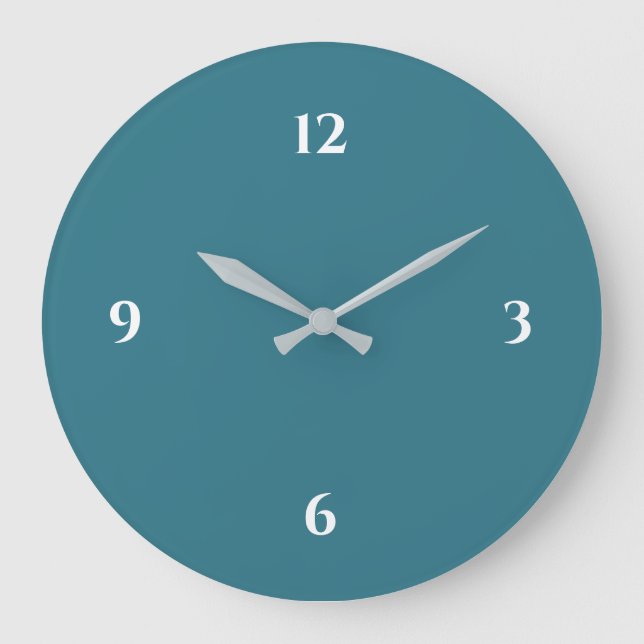 Turquoise & Blanc Minimaliste Grande horloge (Recto)