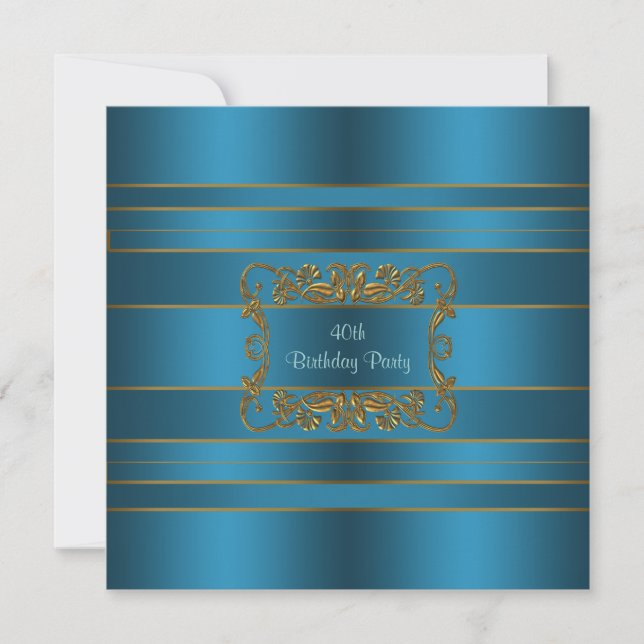 Turquoise Bleu 40e anniversaire Invitation Turquoi (Devant)