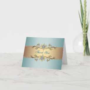 Turquoise bleu Gold Merci Cartes