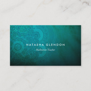 Turquoise bleu Mandala Zen Carte de visite