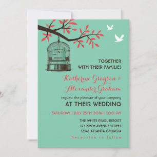 Turquoise Bleu Rustique Faire-part de mariage de c