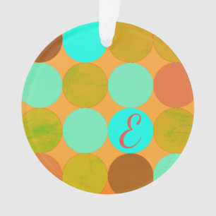 Turquoise Bleu Vert & Cercles Orange Monogramme