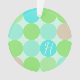 Turquoise Bleu Vert & Cercles Orange Monogramme