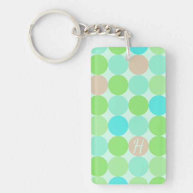 Turquoise Bleu Vert & Cercles Orange Monogramme (Devant)