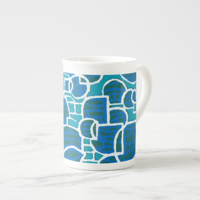 Turquoise, bleu, vert et blanc d'os Chine Mug (Devant droit)