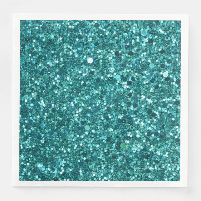 Turquoise Bling, sparkle and glitter Napkin (Front)