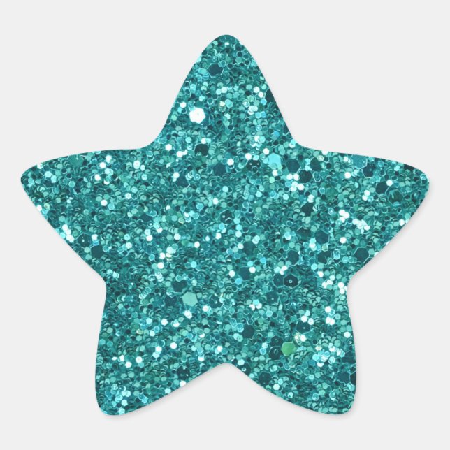 Turquoise Bling, sparkle and glitter Star Sticker (Front)