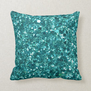Turquoise Bling, sparkle and glitter Throw Pillow