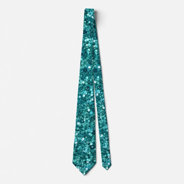 Turquoise Bling, sparkle and glitter Tie (Front)
