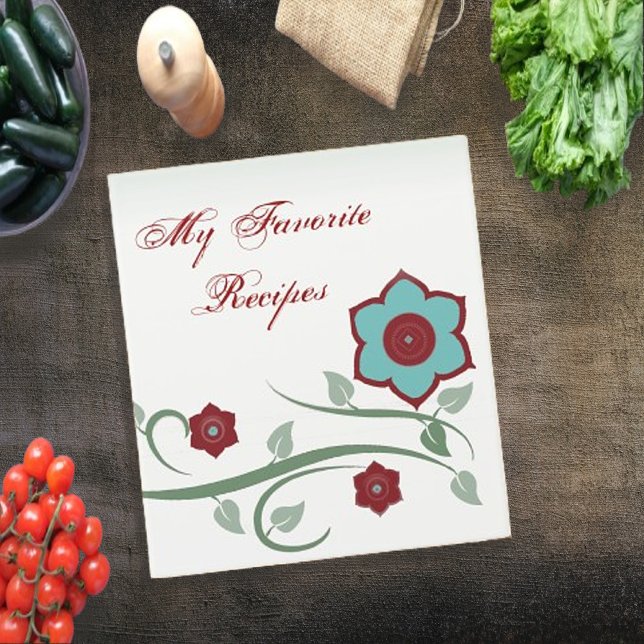 Turquoise Blooms Recipe Book Binder (Turquoise Blooms Recipe Book Binder)