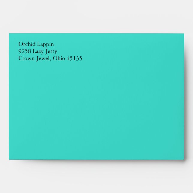 Turquoise Blue A7 Envelopes With Return Address (Front)