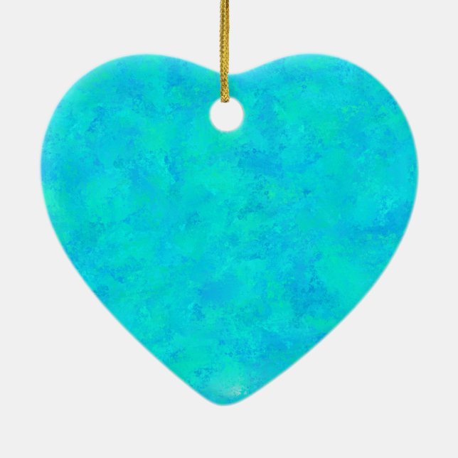 Turquoise Blue Abstract Pattern Ceramic Ornament (Back)