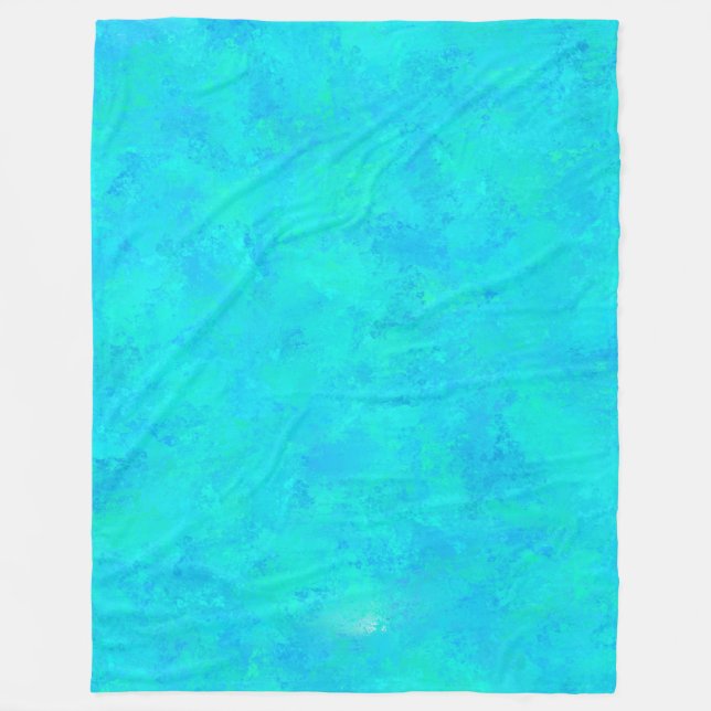 Turquoise Blue Abstract Pattern Fleece Blanket (Front)
