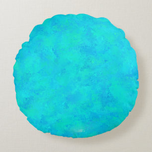 Turquoise Blue Abstract Pattern Round Pillow