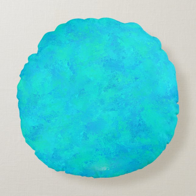 Turquoise Blue Abstract Pattern Round Pillow (Front)