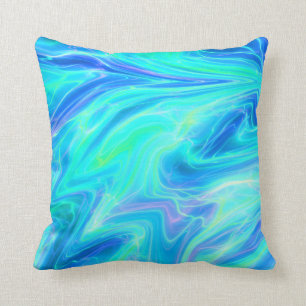 Turquoise Blue Abstract Throw Pillow