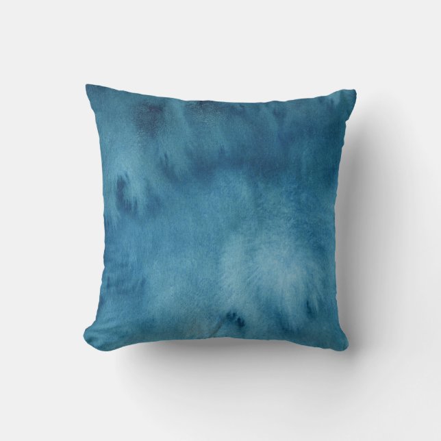Turquoise Blue Abstract Watercolor Painting  Throw Pillow (Front)