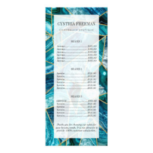 Turquoise Blue Agate Black Gold Geometric Triangle Rack Card