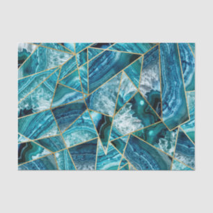 Turquoise Blue Agate Black Gold Geometric Triangle Tissue Paper