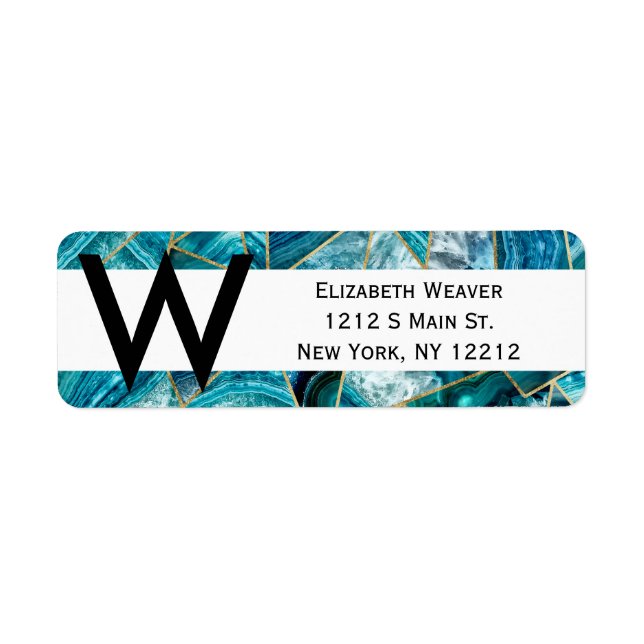 Turquoise Blue Agate Black Gold Triangle géométriq (Devant)