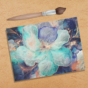 Turquoise Blue Alcohol Ink Abstract Textured Look Tissue Paper