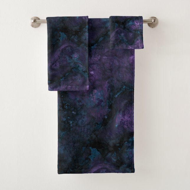 Turquoise blue and amethyst Stone Bath Towel Set (Insitu)