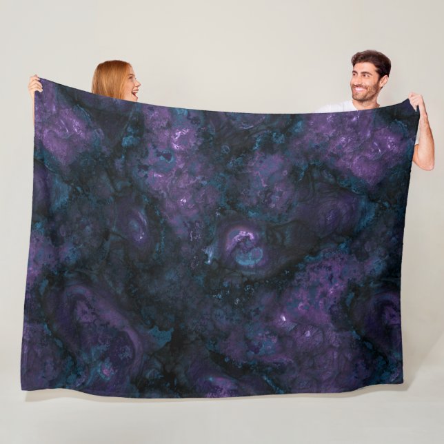 Turquoise blue and amethyst Stone Fleece Blanket (In Situ)