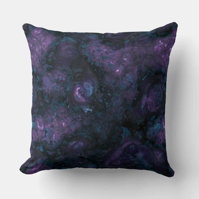 Turquoise blue and amethyst Stone Throw Pillow (Front)