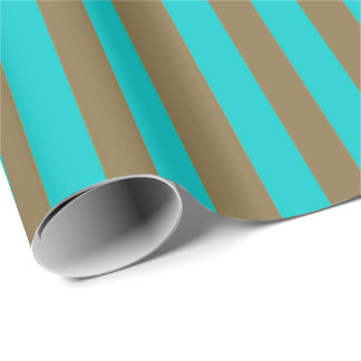 Turquoise Blue and Gold Stripe Wrapping Paper