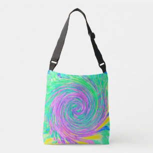 Turquoise Blue and Purple Abstract Swirl Crossbody Bag