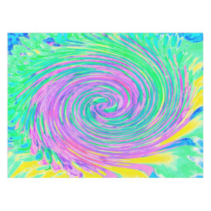 Turquoise Blue and Purple Abstract Swirl Tablecloth