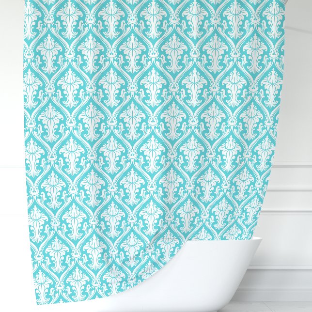 Turquoise Blue and White Damask (Creator Uploaded)