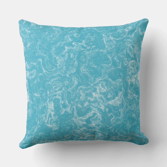 Turquoise blue and white Marble abstract Throw Pillow (Back)