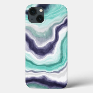 Turquoise, Blue and White Marble  iPhone 13 Case