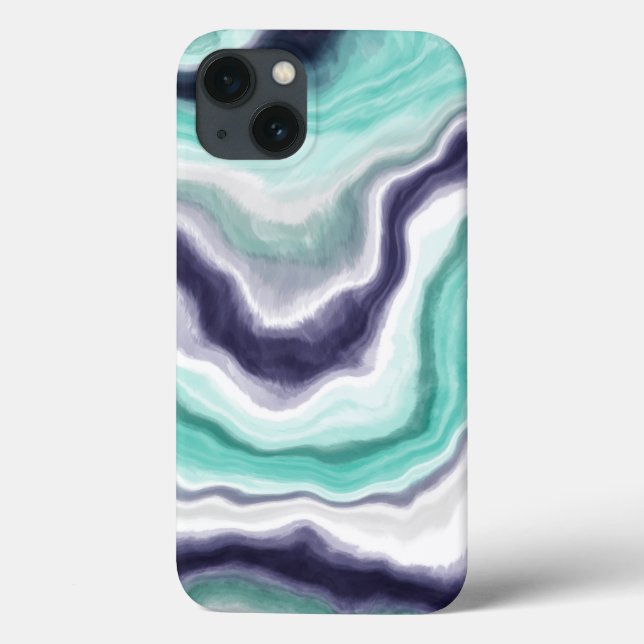 Turquoise, Blue and White Marble  Case-Mate iPhone Case (Back)