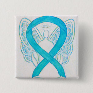 Turquoise Blue Angel Awareness Ribbon Pin