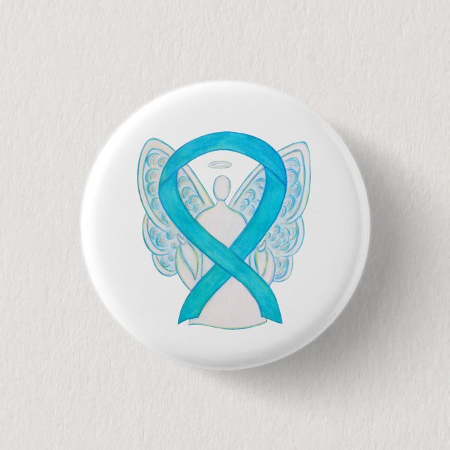 Turquoise Blue Angel Awareness Ribbon Pin (Front)