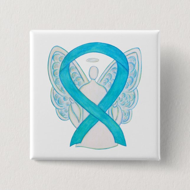 Turquoise Blue Angel Awareness Ribbon Pin (Front)