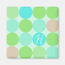 Turquoise Blue, Apple Green & Light Coral Circles