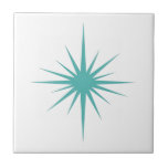 Turquoise Blue Atomic Starburst Mid-century Modern Tile<br><div class="desc">This mid century modern ceramic tile features a bold turquoise blue atomic starburst, which will make a fantastic addition to your tiling project.</div>